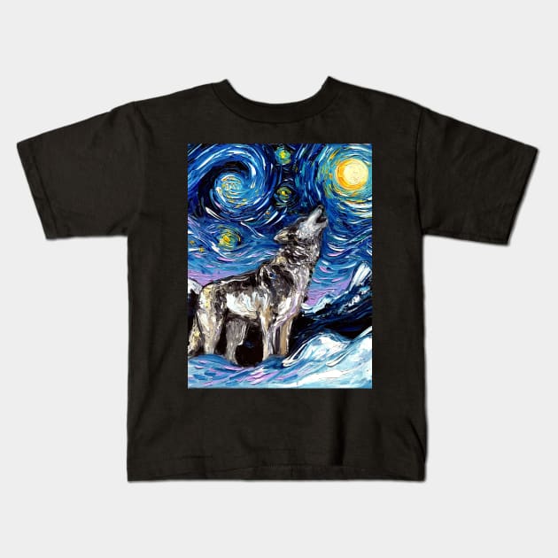 Lupine Night Kids T-Shirt by sagittariusgallery